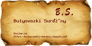 Bulyovszki Surány névjegykártya